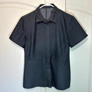 Figs Malindi Top Graphite Gray Technical Collection Tailored XS Pockets Collared